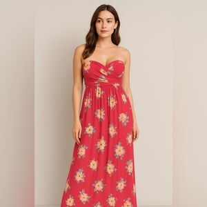 AMERICAN RAG | Pink Floral Rayon
Maxi Skirt